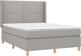 vidaXL Cama Box Spring Colch&oacute;n Y Luces Led Tela Gris Claro 140x200 Cm Vidaxl