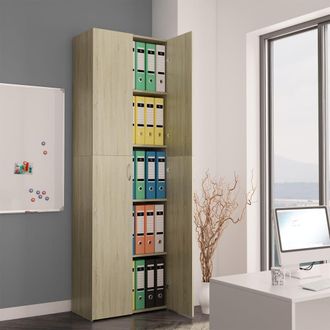 Berkfield Home Office Cabinet Sonoma Oak 60x32x190 cm Engineered Wood in Brown | Size: 60 x 32 x 190 cm