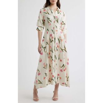 CeCe by Cynthia Steffe Print Puff Sleeve Maxi Dress in New Ivory at Nordstrom, Size X-Small