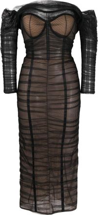 Ana Radu strapless ruched midi dress - women - Polyester - S - Black