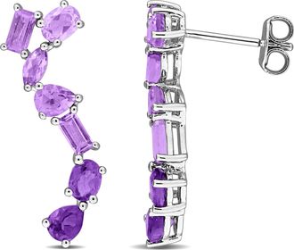 Mimi & Max 2ct TGW Amethyst Drop Wave Earrings Sterling Silver