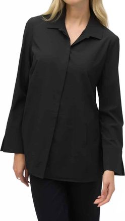 Joseph Ribkoff Woven Button Down Blouse In Black