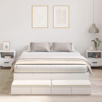 Berkfield Home Storage Bed Frame White Engineered wood 140 x 190 cm