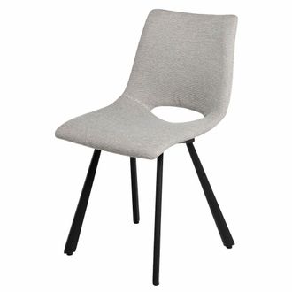 Koketto Home Silla tapizada gris claro con patas met&aacute;licas negras