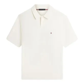 Tommy Hilfiger Polo Shirts, male, White, Size: XL Relaxed Fit Knit Polo Shirt