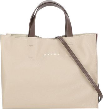 Marni Two-Tone Leather Shoulder Bag With Embroidered Logo