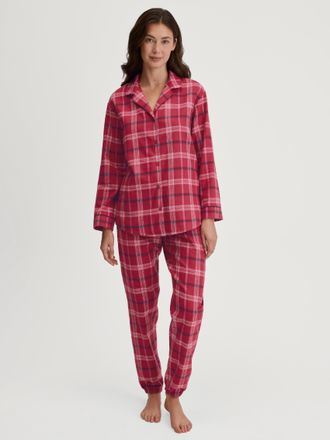 CALIDA Schlafanzug CALIDA Holiday Dreams, Damen, Gr. L (48/50), deep rot, Flanell, Obermaterial: 100% Baumwolle, bequem lang, ohne Ausschnitt, Homewear-Sets 