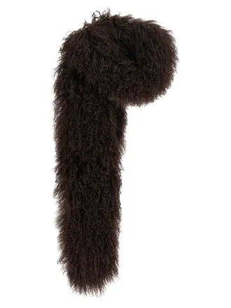 Yves Salomon Mongolian Sheepskin Shearling Scarf - Brown