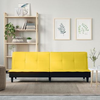 vidaXL Sof&aacute; Cama De Tela Amarillo Claro Vidaxl