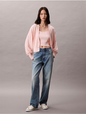 Calvin Klein Jeans Calvin Klein Womens 2-In-1 Cropped Cardigan and Tank Top Set - Pink - XS