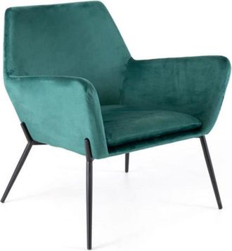MondoViro Sill&oacute;n tapizado en terciopelo verde patas de metal cm 70x72 79h