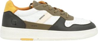 D.A.T.E. Court 2.0 White and Military Green Sneaker - Heren - Sneakers - Wit - 40 EU - Katoen - Schoenen