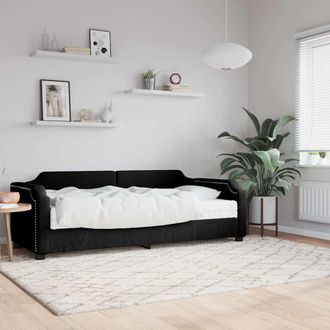 vidaXL Sof&aacute; Cama Con Colch&oacute;n Tela Negro 80x200 Cm Vidaxl