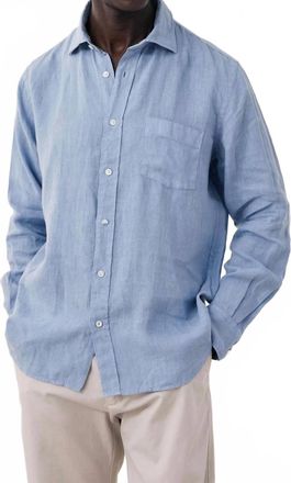 Hartford Mens Paul Long Sleeve Cotton Shirt In Light Blue