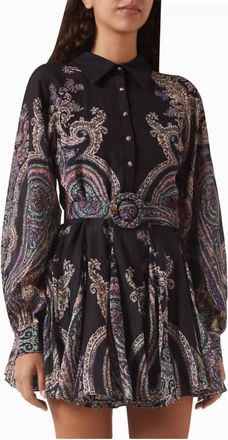 Hemant & Nandita Omya Paisley Mini Shirtdress In Organza