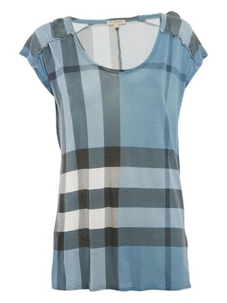 Burberry 2010s geruite top met print - Blauw