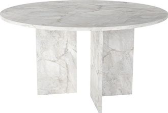 Vente-Unique Tavolo Da Pranzo Rotondo 6 Persone Effetto Marmo Bianco - Topania