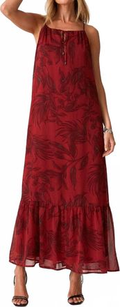 Lovestitch Floral Tie Front Halter Maxi Dress In Wine