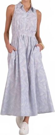 Elan Collared Acent Maxi Dress In Blue/white Stripe
