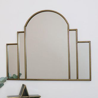 Melody Maison Large Gold Art Deco Arch Fan Mirror 80cm X 65cm | Size: 80 cm X 65 cm