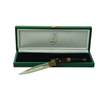 OEM Navaja De Colecci&oacute;n Muela, Mb Mb-9m, Cachas De Madera Prensada Negra Y Lat&oacute;n, Hoja De 9 Cm, 110 Gramos, Tama&ntilde;o Total 20,5 Cm + Tarjeta Multiusos De Re