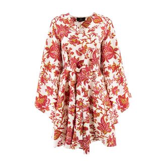 Etro Etro, Short Dresses, female, Red, Size: S Silk Mini Dress with Placed Floral Paisley Print and Belt