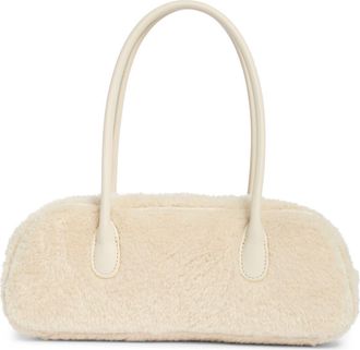BCBGeneration Angled Faux Fur Shoulder Bag in Stone at Nordstrom Rack