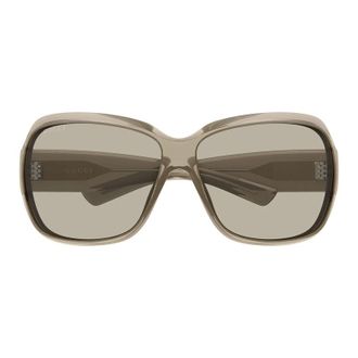 Gucci Rectangle Full Rim Sunglasses - Beige