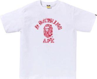 A Bathing Ape Palm Resort Camo College T-Shirt White Pink 0ZXTEM044101QWHT