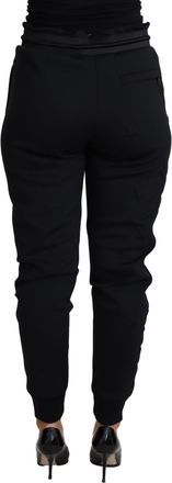 Dolce & Gabbana Womens Logo-Embossed Polyester Joggers Black Polyurethane