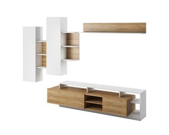 AKL FURNITURE Mueble para TV efecto madera Crema y Gris