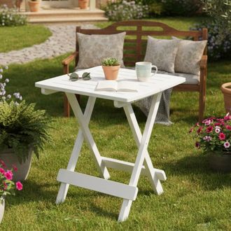 Dmora Dmora Table De Camping Pliante Carr&eacute;e, Made In Italy, 44x50x44 Cm, Couleur Blanche