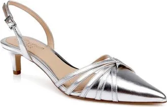 Badgley Mischka Patricia II Slingback Pump in Silver Leather at Nordstrom, Size 5.5