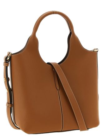 Tod's Womens Calfskin With Contrasting Stitch Detail Tote Brown Leather