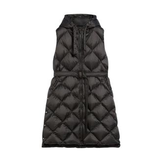 Max Mara Jassen, Dames, Zwart, M, Nylon, Midi Vest