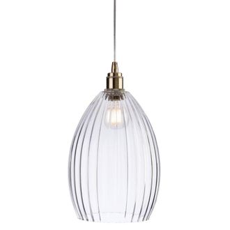 Netlighting Victory 1 Light Dome Ceiling Pendant Antique Brass Clear Glass E27