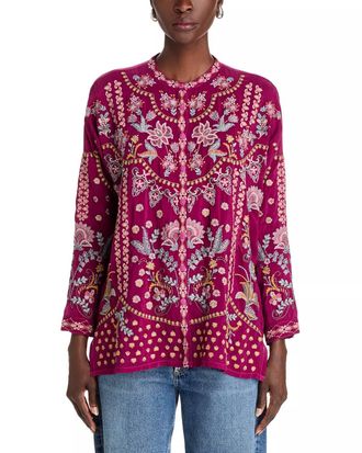 Johnny Was Emmea Slim Audrey Tunic In Rose Wine