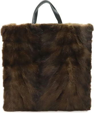 Loewe Black Dark Brown Fur Handbag Tote Bag (Pre-Owned)