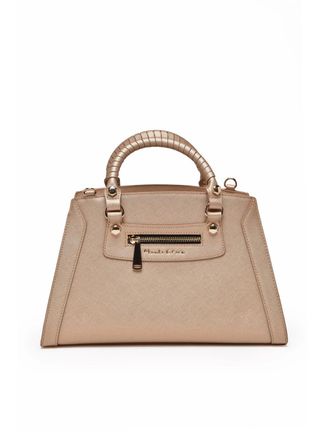 Manila Grace Gold Medium Trapezoidal Polyurethane Shoulder Bag