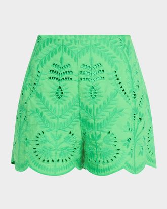 Marie Oliver Fable Eyelet-Embroidered Cotton Shorts