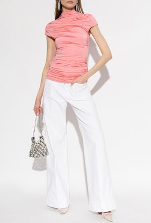 Self Portrait Satin Top With Draping, Womens, Pink