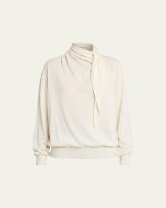 Jil Sander Draped Neck-Scarf Oversized Sweater