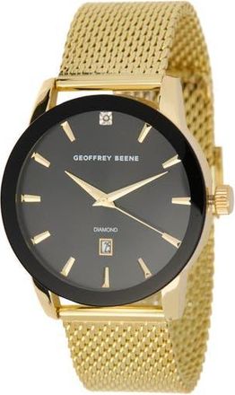 Geoffrey Beene Mens Diamond Mesh Strap Watch, 41mm - 0.001 ctw in Gold at Nordstrom Rack