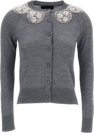 Simone Rocha Grey Merino Silk Turbo Crystal Cardigan