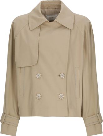 PESERICO Brown Double Breasted Trench Coat