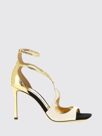 Jimmy Choo London Azia Python-Print Leather Sandals with High Heels and Crystals