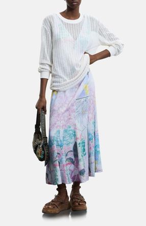 Desigual Floral Dress & Pointelle Sweater Set in Purple Multi at Nordstrom, Size X-Large