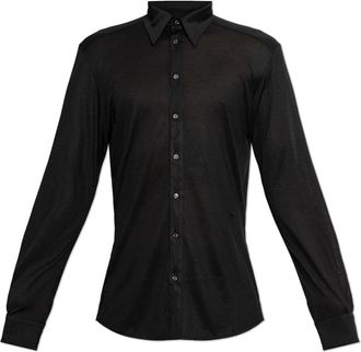 Dolce & Gabbana Zijden Blouse - Heren - Zakelijke Overhemden - Zwart - XL - Leer - Overhemden
