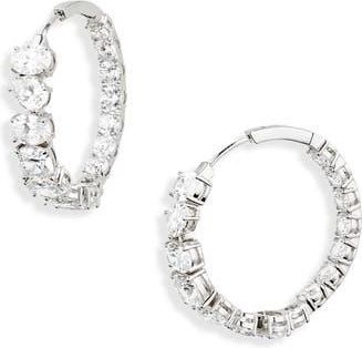 Nadri Rockstars Cubic Zirconia Hoop Earrings in Rhodium at Nordstrom Rack