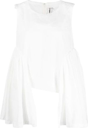 Comme Des Gar&ccedil;ons Sleeveless Tops, female, White, Size: S Drape-detail Frayed Tank Top